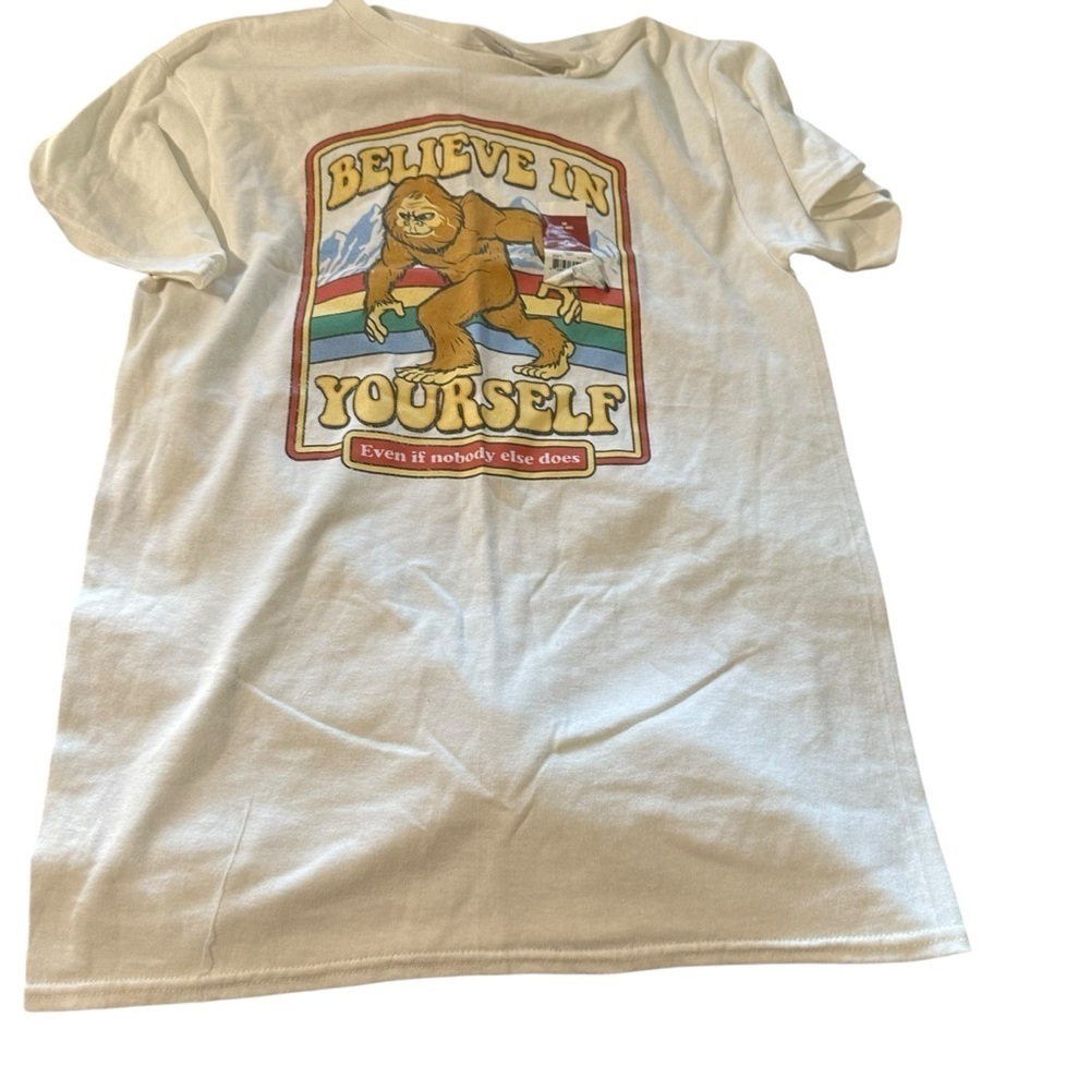 Cream Short Sleeve Tee with Retro Graphic